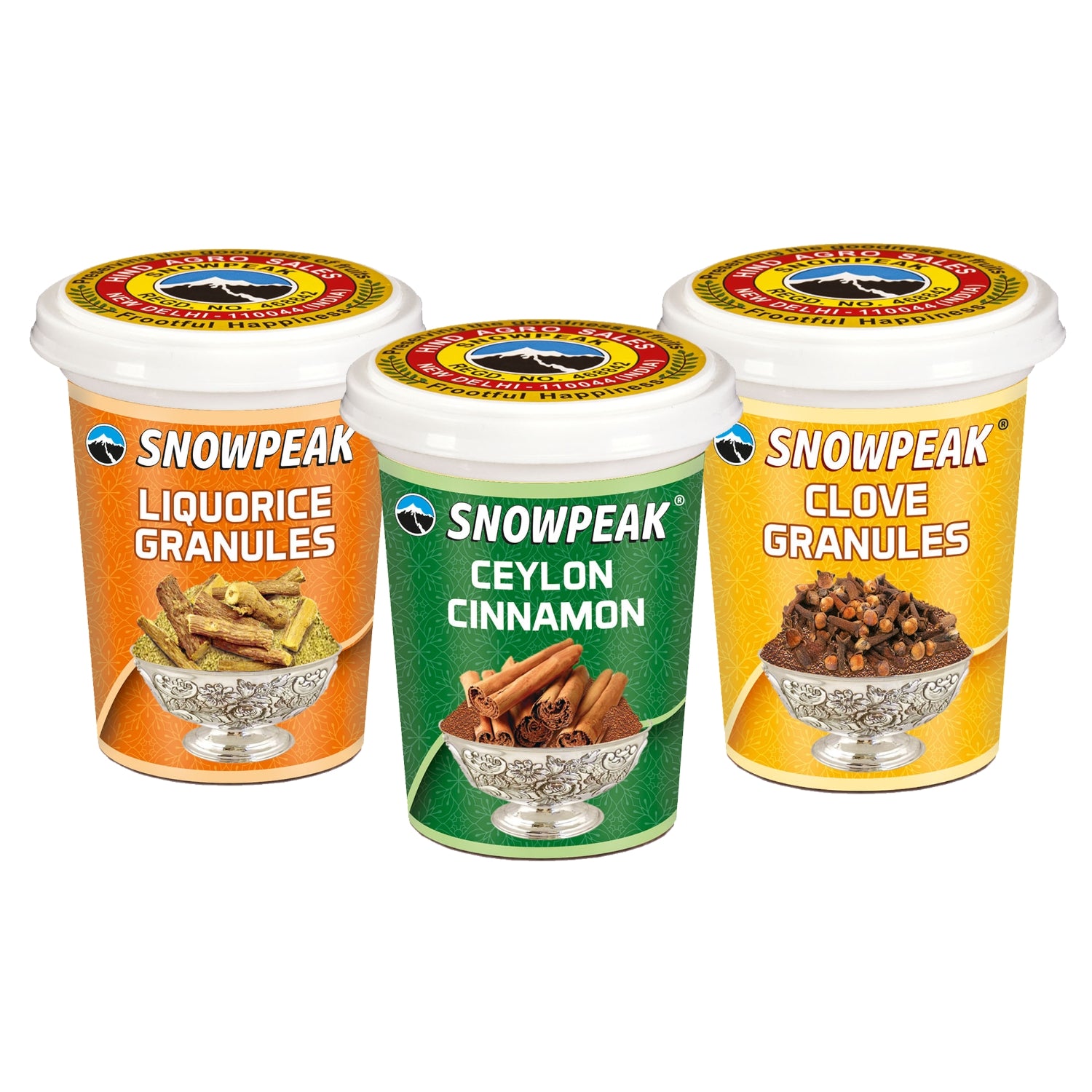 Snowpeak Combo of Clove Granules (25g), Ceylon Cinnamon (20g) & Liquorice (Mulethi) Granules (25g)