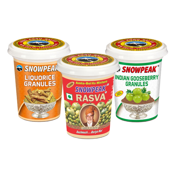 Snowpeak Combo of Rasva, Liquorice (Mulethi) & Amla Granules (3 X 50g)