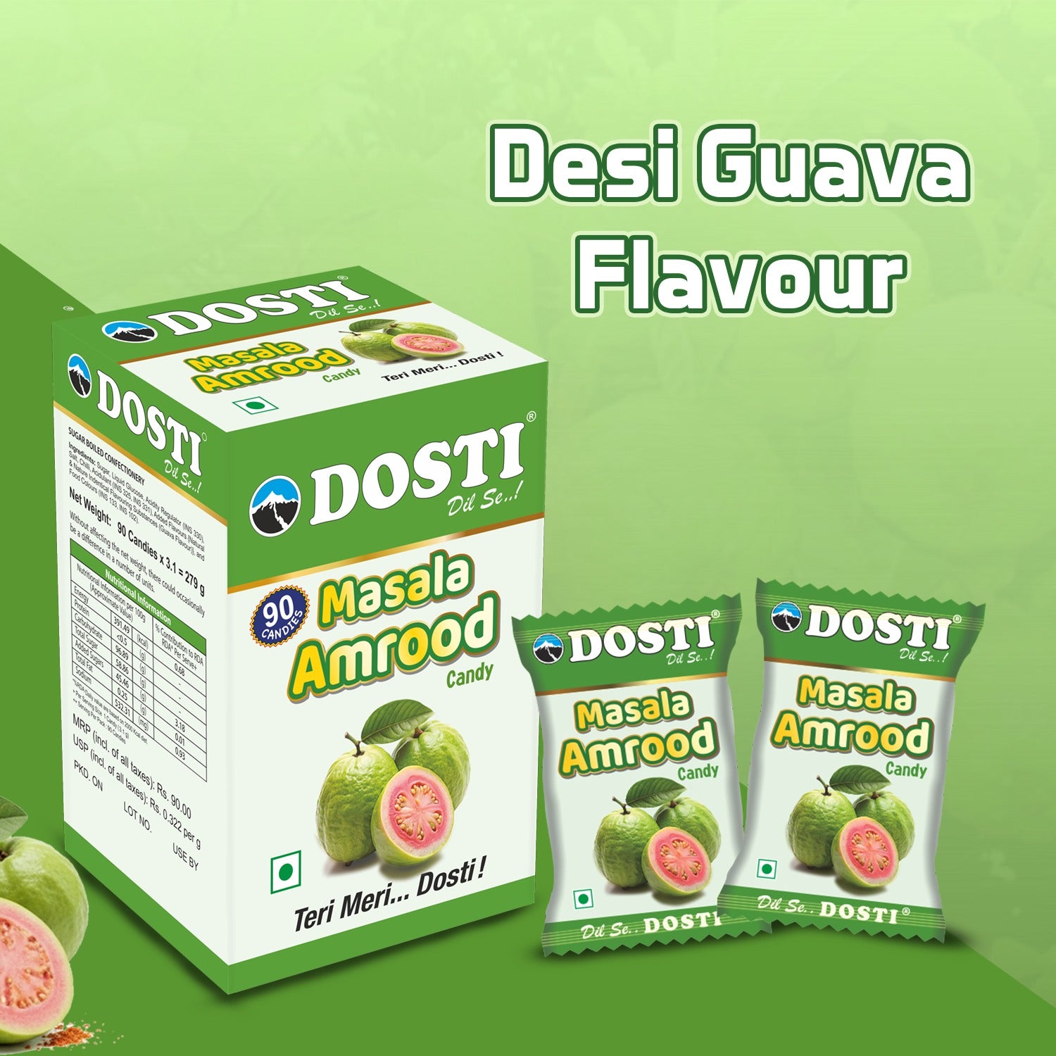 Dosti Masala Amrood Candy – 90 Pieces per Box | Pack of 3