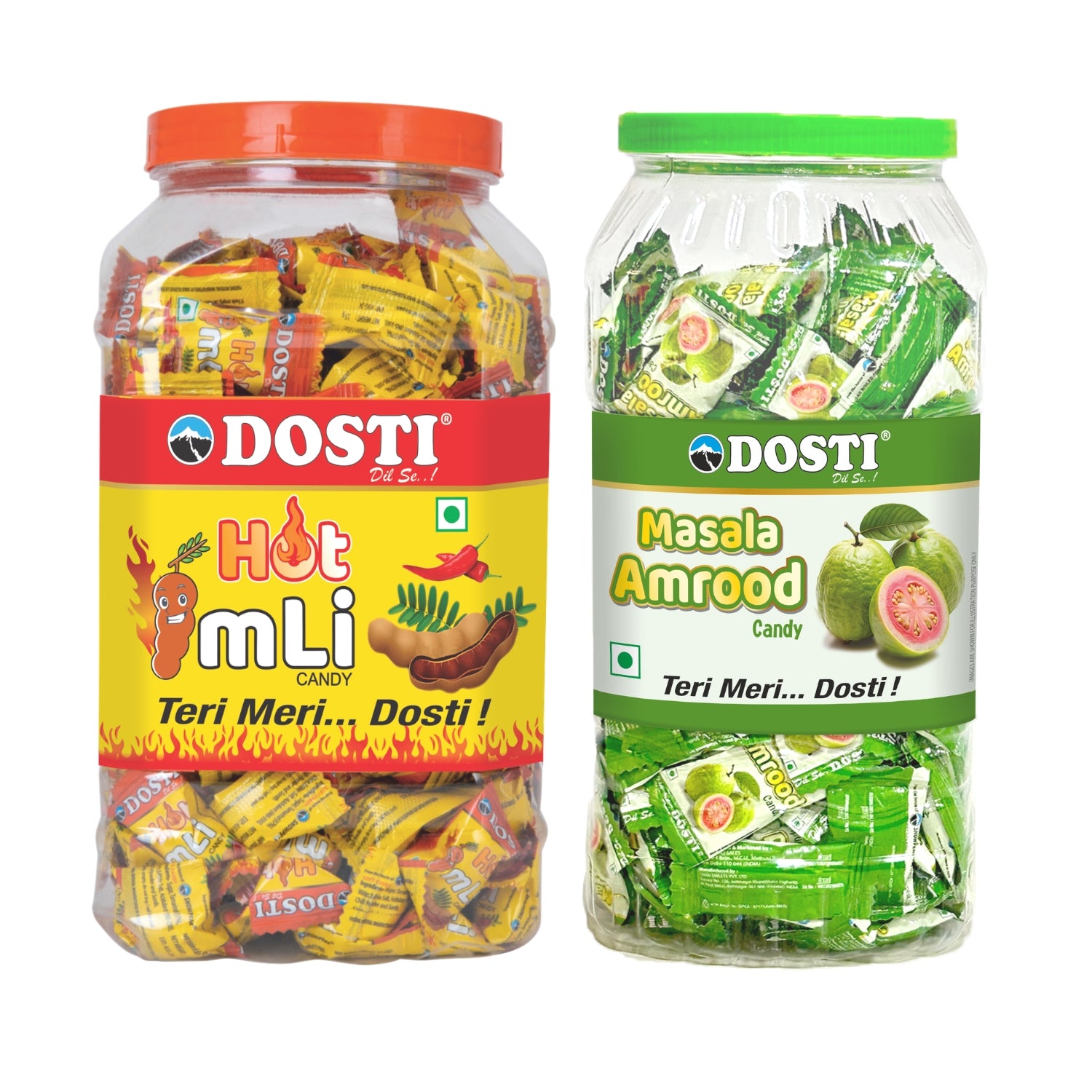 Snowpeak Dosti Candy Jar Combo – Tangy Tamarind Imli Candy + Masala Amrood Candy | 2-Jar Pack for Kids & Adults