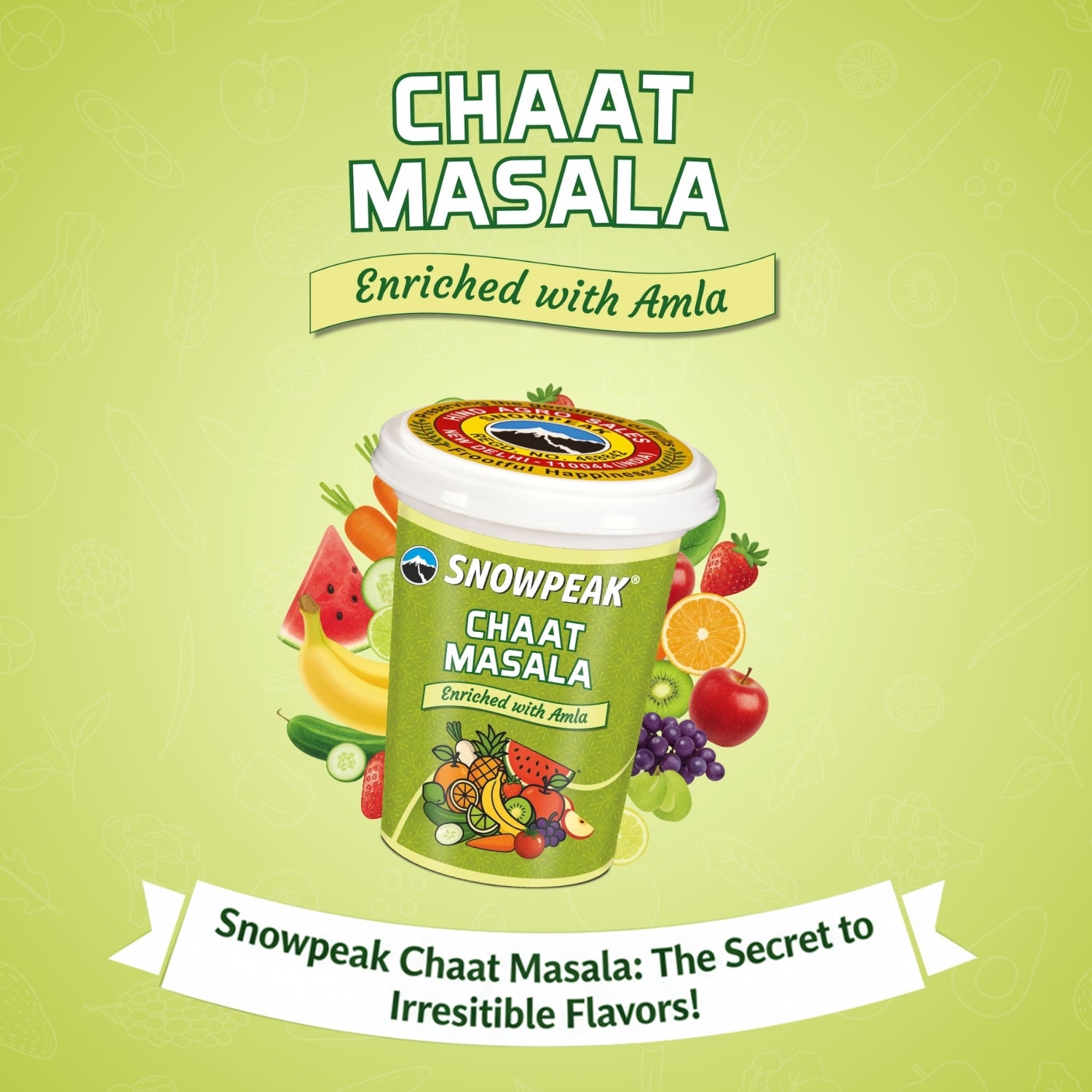 Snowpeak Chaat Masala 100g Each (Pack of 3) | Enriched with Amla | Tangy & Flavourful Spice Blend for Fruits, Salads, Snacks & Raita
