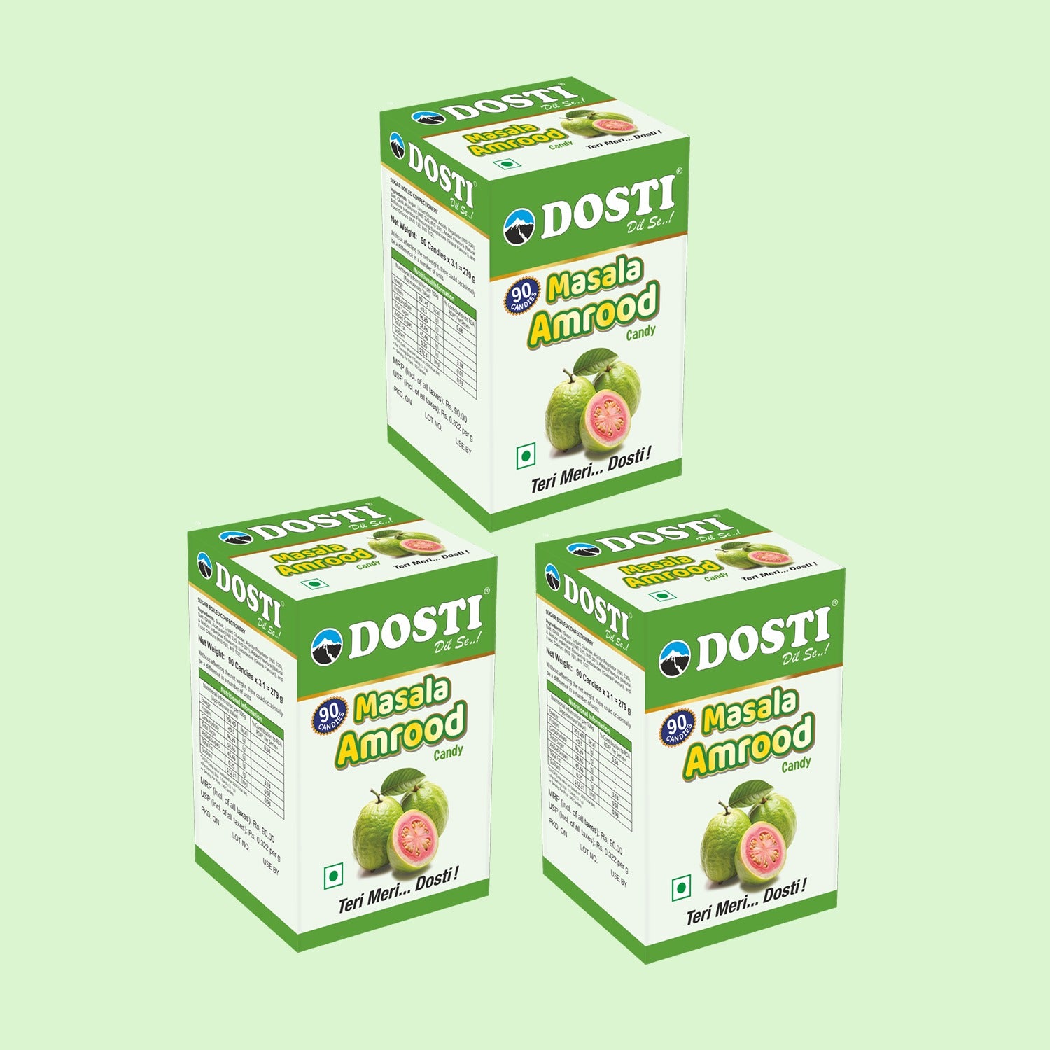 Dosti Masala Amrood Candy – 90 Pieces per Box | Pack of 3