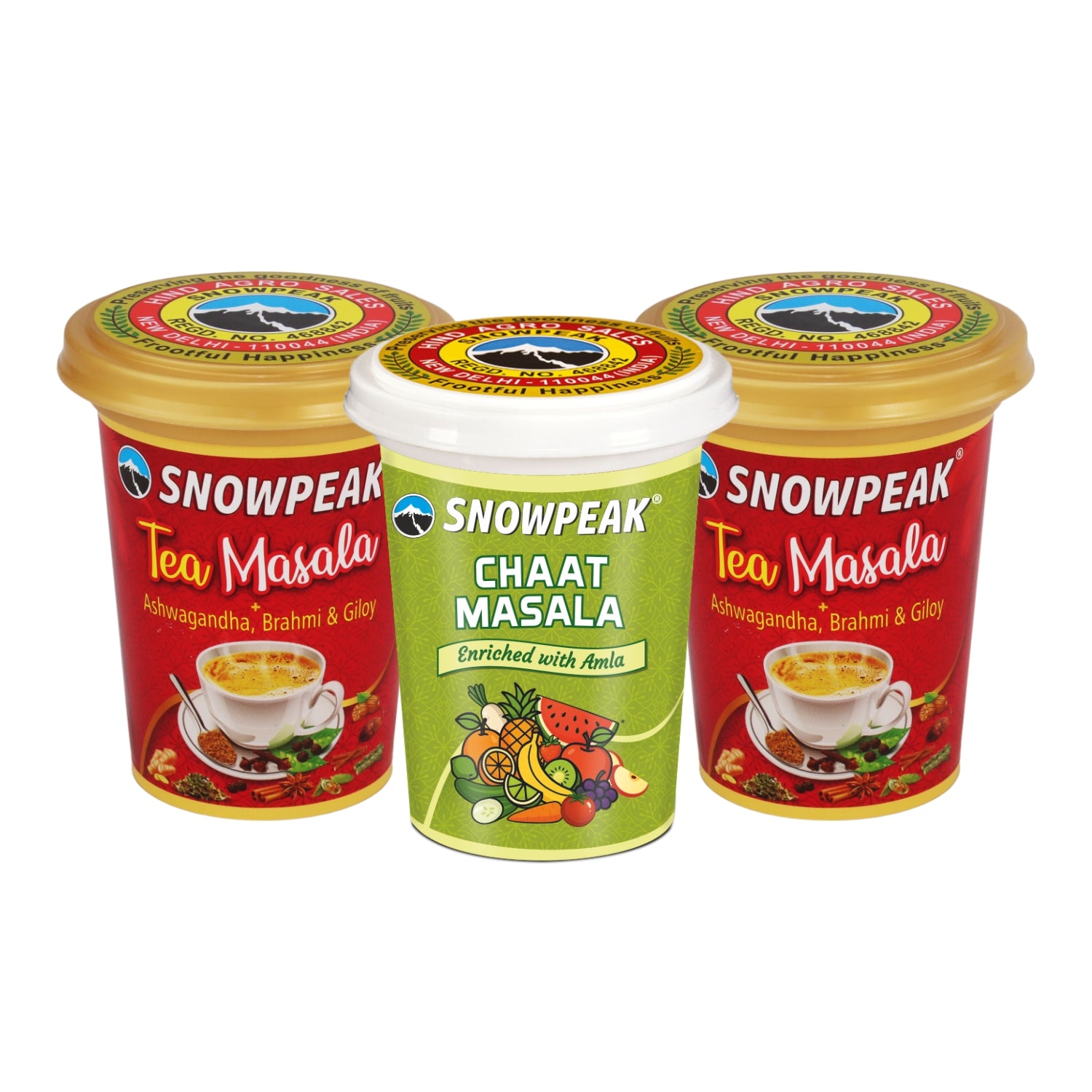 Snowpeak Chaat Masala 100g (1 Pc) & Chai Masala 50g (2 Pcs) | Authentic Indian Spice Combo for Snacks & Tea