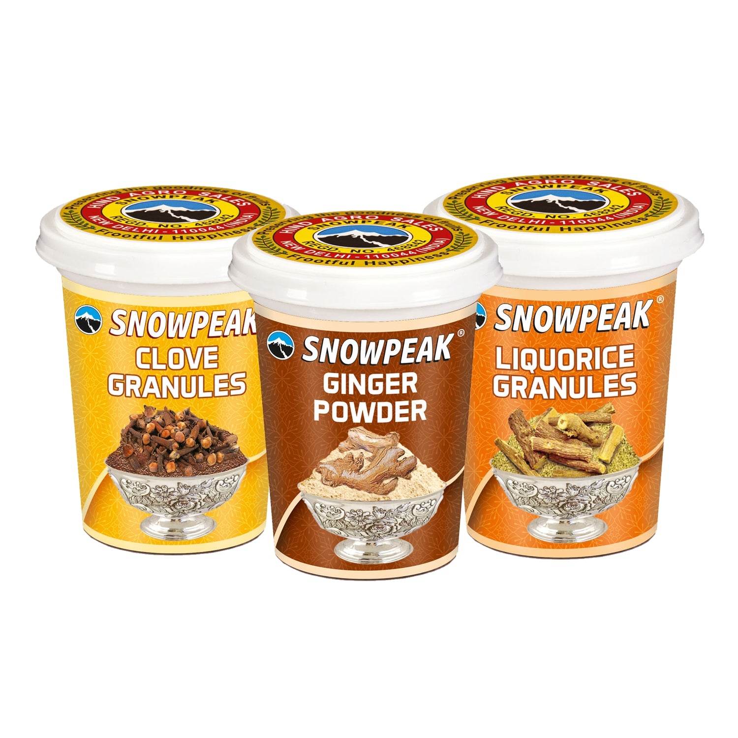 Snowpeak Winter Combo of Liquorice (Mulethi) Granules (50g), Clove Granules (50g) & Ginger Powder (40g)