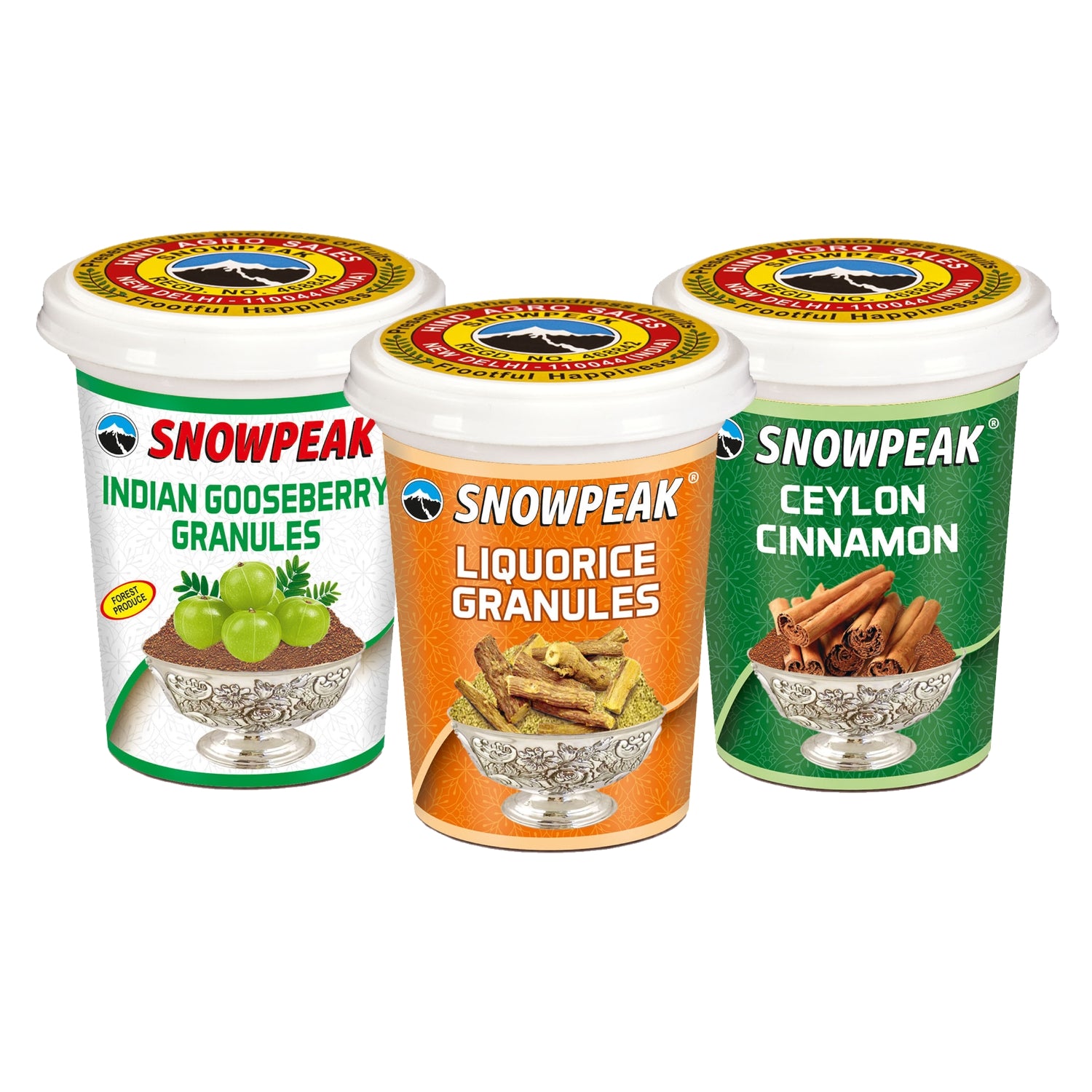 Snowpeak Combo of Liquorice (Mulethi) Granules (50g), Amla Granules (50g) & Ceylon Cinnamon (40g)