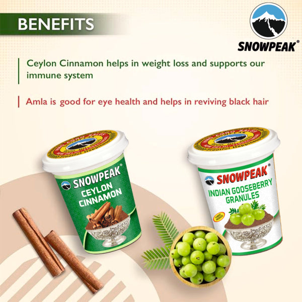 Snowpeak Combo of Amla Granules (50g) & Ceylon Cinnamon (40g)