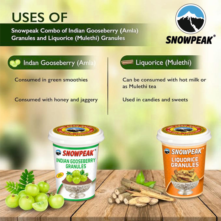 Snowpeak Combo of Amla and Liquorice (Mulethi) Granules (2 X 50g)