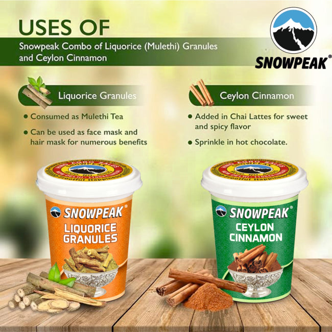 Snowpeak Combo of Liquorice (Mulethi) Granules (50g) and Ceylon Cinnamon (40g)