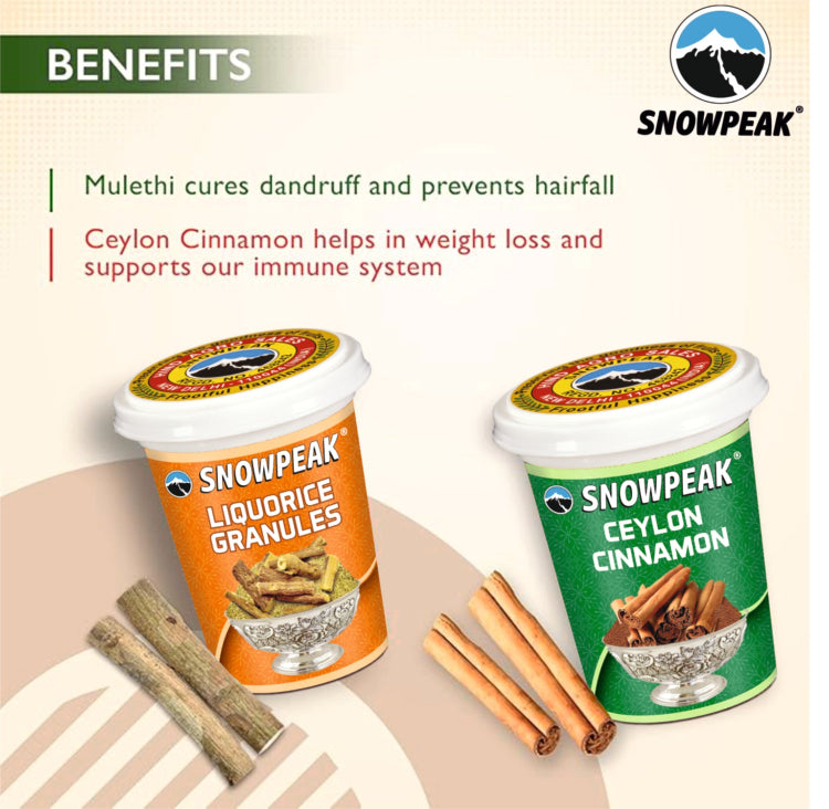 Snowpeak Combo of Liquorice (Mulethi) Granules (50g) and Ceylon Cinnamon (40g)