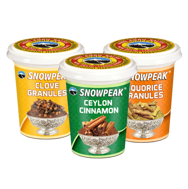 Snowpeak Combo of Clove Granules (25g), Ceylon Cinnamon (20g) & Liquorice (Mulethi) Granules (25g)