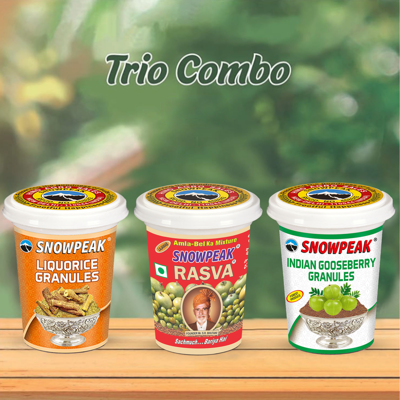 Snowpeak Combo of Rasva, Liquorice (Mulethi) & Amla Granules (3 X 50g)