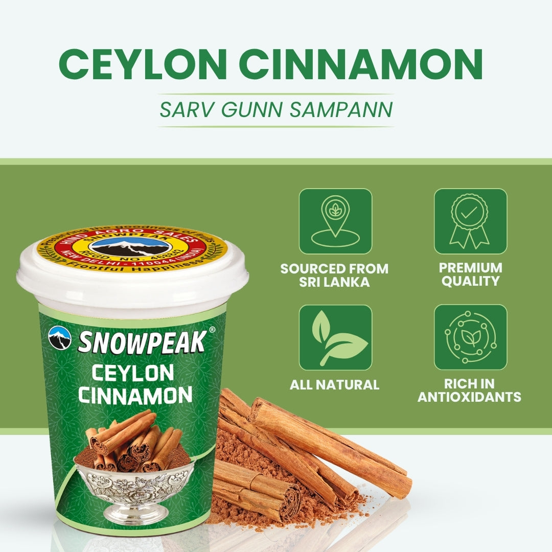 Snowpeak Ceylon Cinnamon Powder (40g) | Pure & Organic Sri Lankan Dalchini | For Tea, Baking & Cooking | No Additives or Preservatives