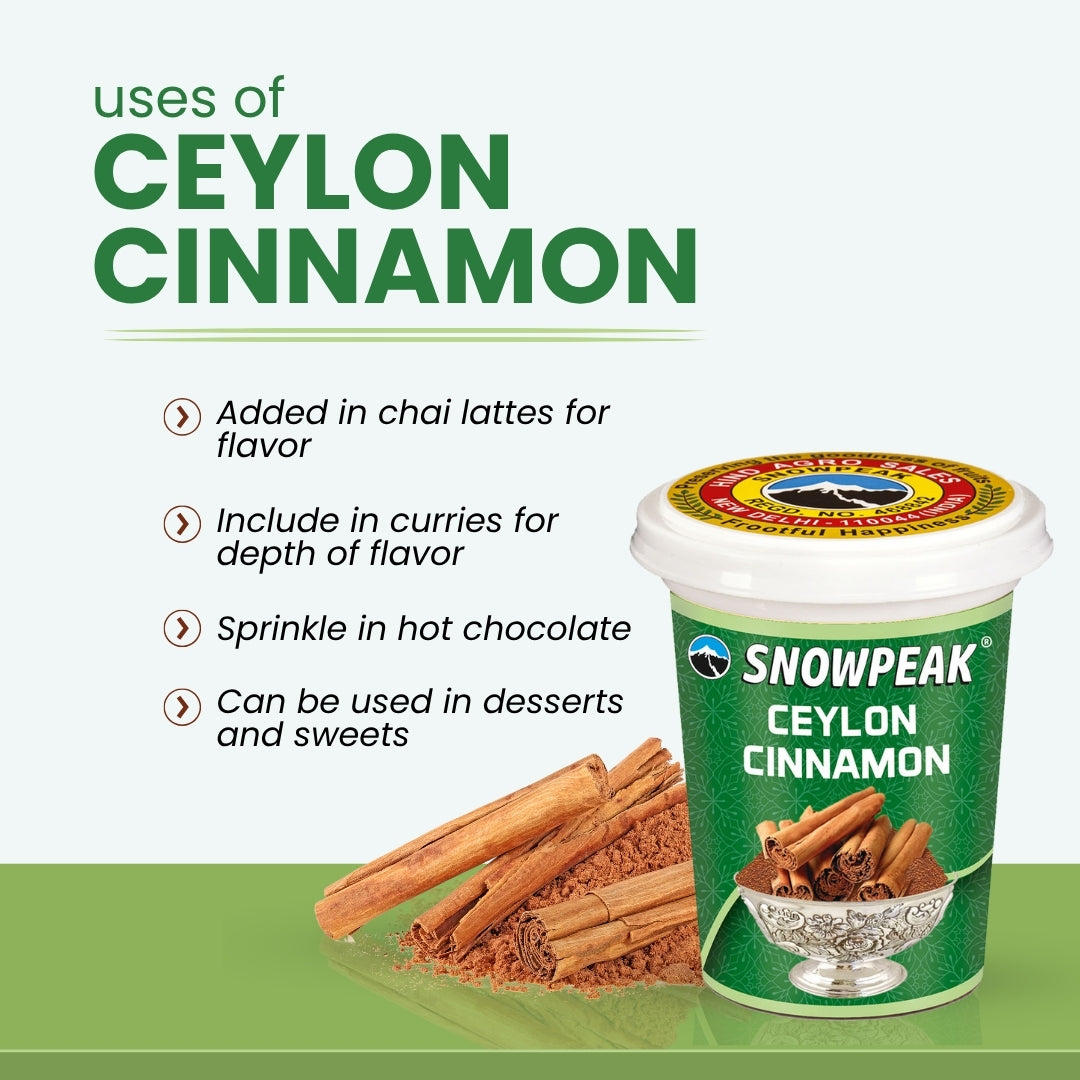 Snowpeak Ceylon Cinnamon Powder (40g) | Pure & Organic Sri Lankan Dalchini | For Tea, Baking & Cooking | No Additives or Preservatives