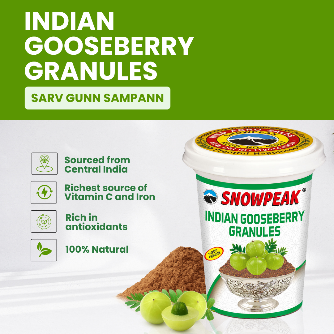 Snowpeak Indian Gooseberry (Amla) Granules (100g) | For Hair Care, Eye Health & Daily Wellness | Rich in Vitamin C | Pure & Natural