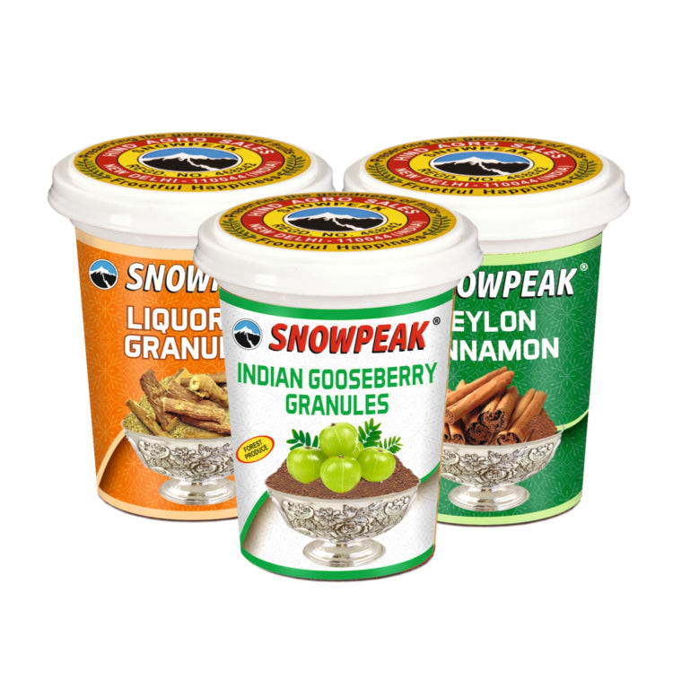 Snowpeak Combo of Liquorice (Mulethi) Granules (50g), Amla Granules (50g) & Ceylon Cinnamon (40g)