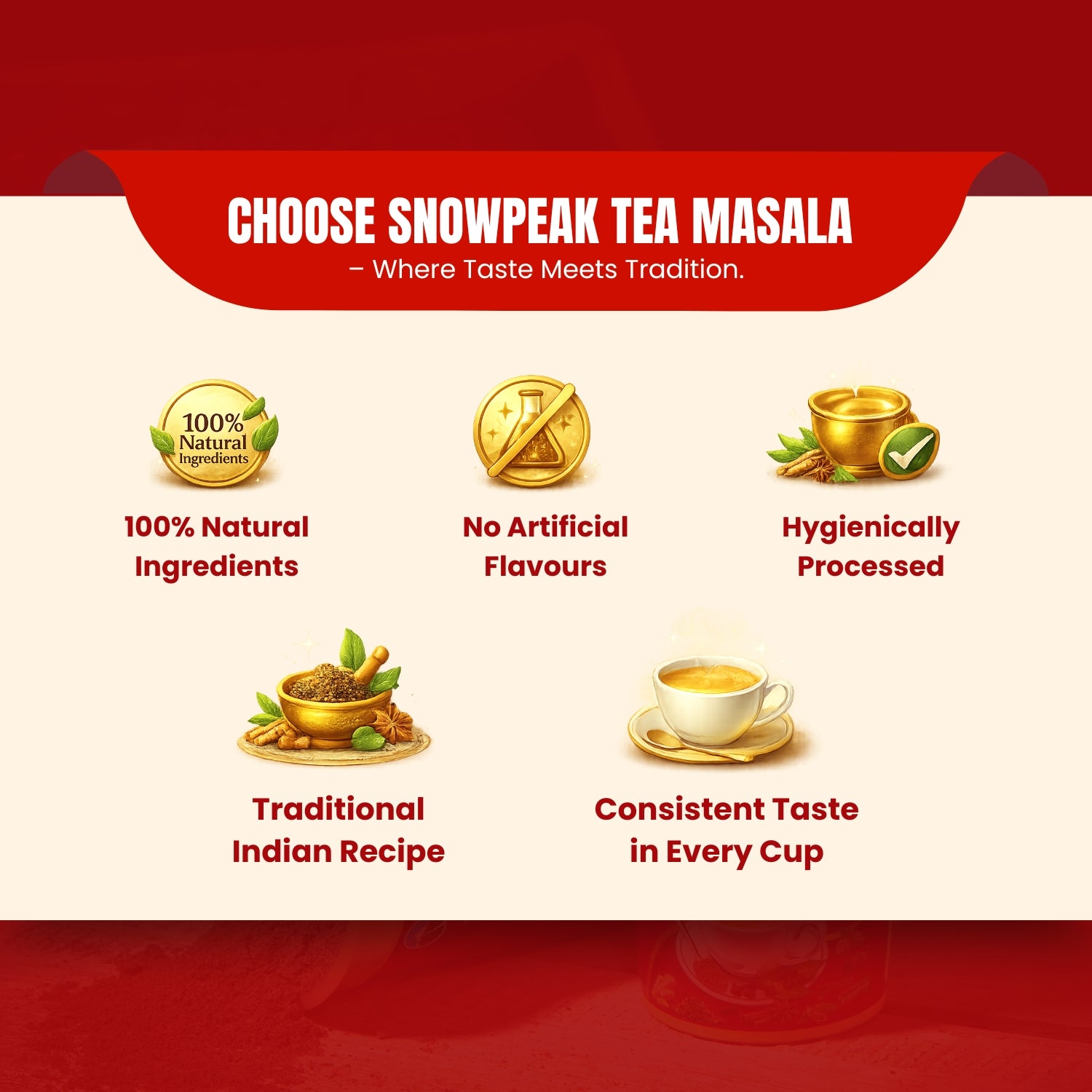 Snowpeak Chaat Masala 100g (1 Pc) & Chai Masala 50g (2 Pcs) | Authentic Indian Spice Combo for Snacks & Tea