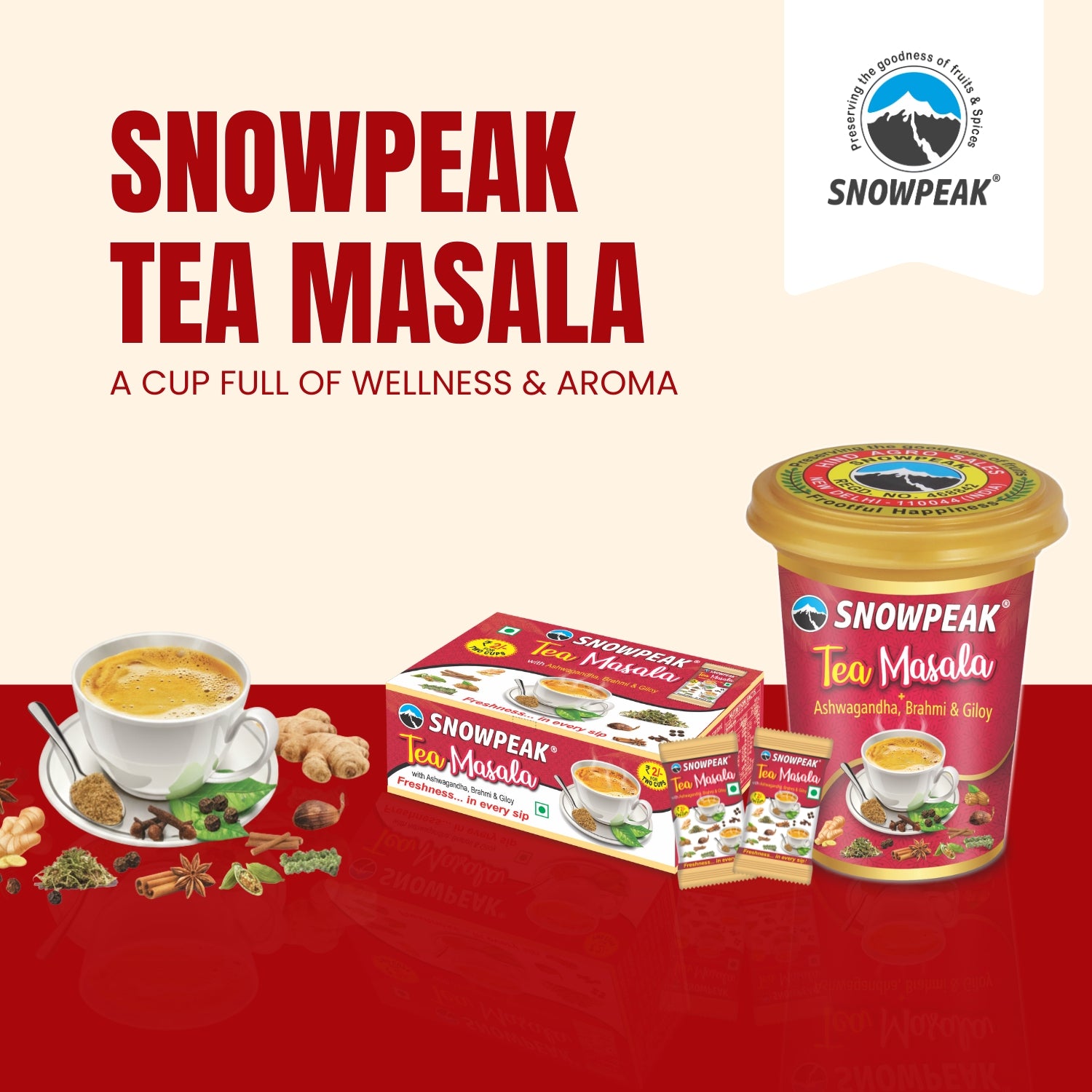 Snowpeak Chaat Masala 100g (1 Pc) & Chai Masala 50g (2 Pcs) | Authentic Indian Spice Combo for Snacks & Tea