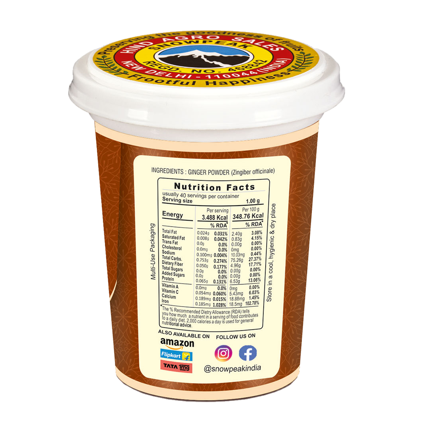 Snowpeak Combo of Cardamom Powder (50g) & Ginger Powder (40g)