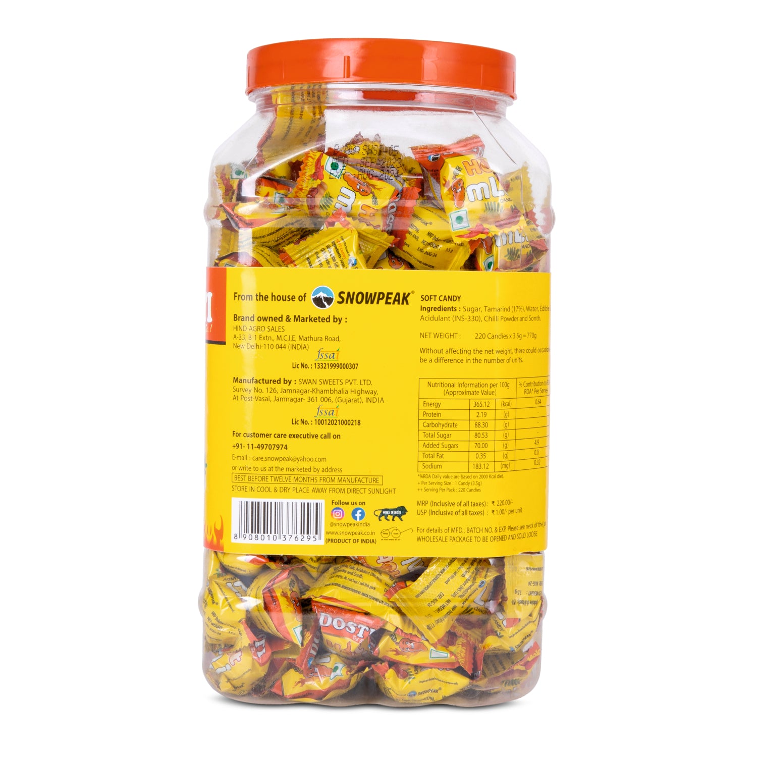 Dosti Hot Imli Candy | Tamarind Candy 220 Pieces