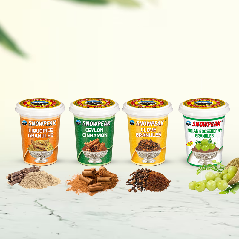 Snowpeak Combo of Liquorice (Mulethi) Granules (25g), Clove Granules (25g), Amla Granules (25g) & Ceylon Cinnamon (20g)