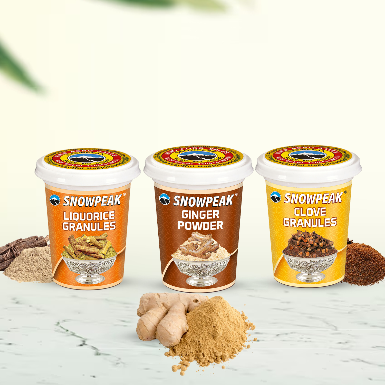 Snowpeak Winter Combo of Liquorice (Mulethi) Granules (50g), Clove Granules (50g) & Ginger Powder (40g)