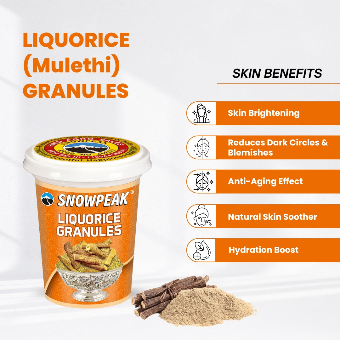 Snowpeak Liquorice (Mulethi) Granules (100g) | Yashtimadhu for Throat, Skin, Hair & Immunity | Natural & Pure