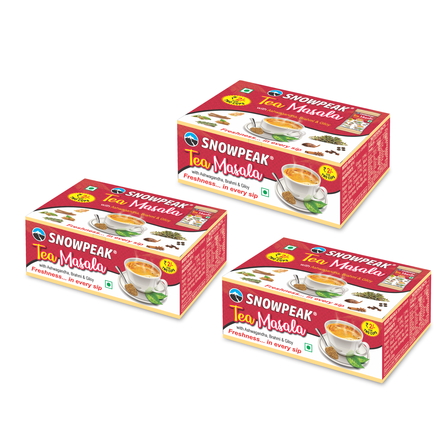 Snowpeak Chai Masala/ Aromatic Tea Masala Powder with 100% Natural Spices (3 X 50g) pouch of 1g X 50 Units in Each pack