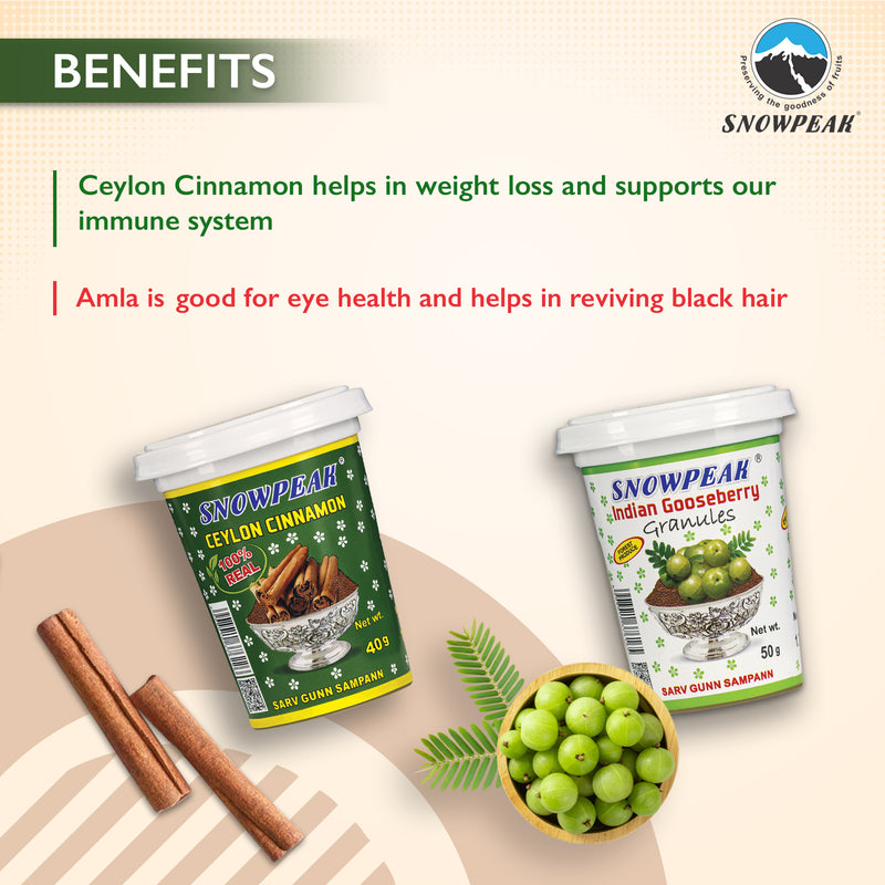 Snowpeak Combo of Amla Granules (50g) & Ceylon Cinnamon (40g)