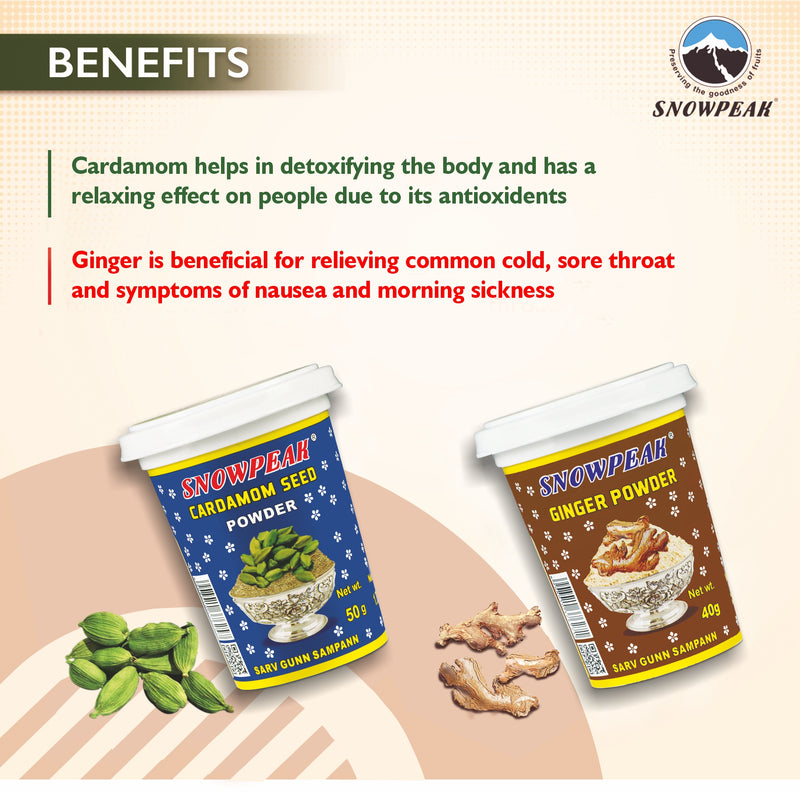 Snowpeak Combo of Cardamom Powder (50g) & Ginger Powder (40g)