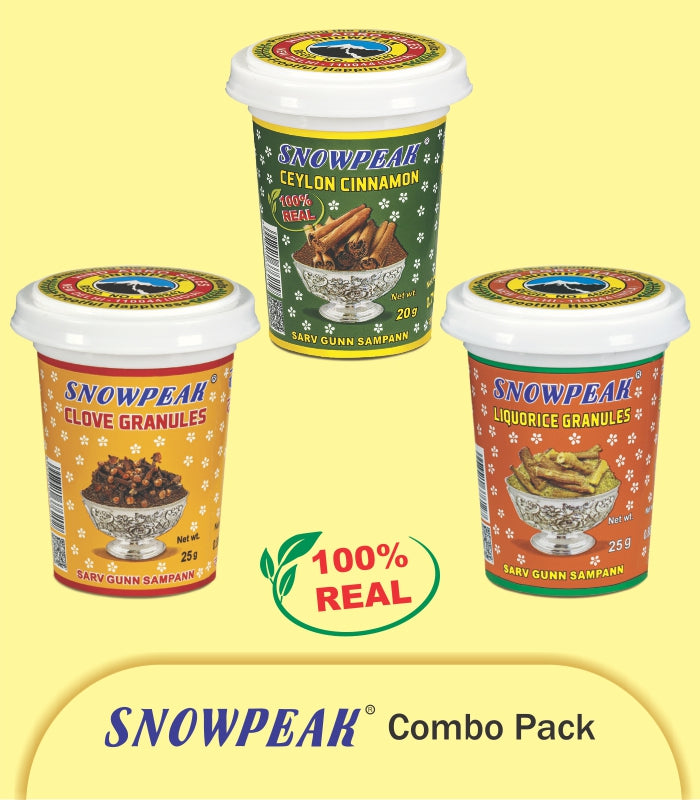 Snowpeak Combo of Clove Granules (25g), Ceylon Cinnamon (20g) & Liquorice (Mulethi) Granules (25g)