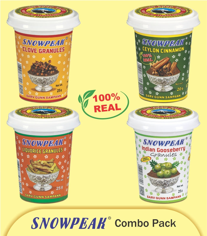 Snowpeak Combo of Liquorice (Mulethi) Granules (25g), Clove Granules (25g), Amla Granules (25g) & Ceylon Cinnamon (20g)